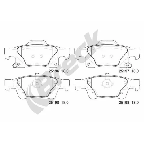 Sada brzdových platničiek kotúčovej brzdy BRECK 25196 00 554 00