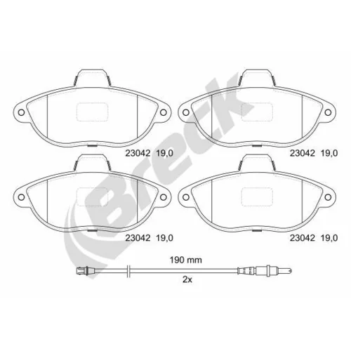 Sada brzdových platničiek kotúčovej brzdy BRECK 23042 00 701 10