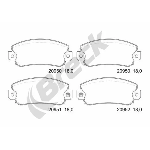 Sada brzdových platničiek kotúčovej brzdy BRECK 20950 00 702 10