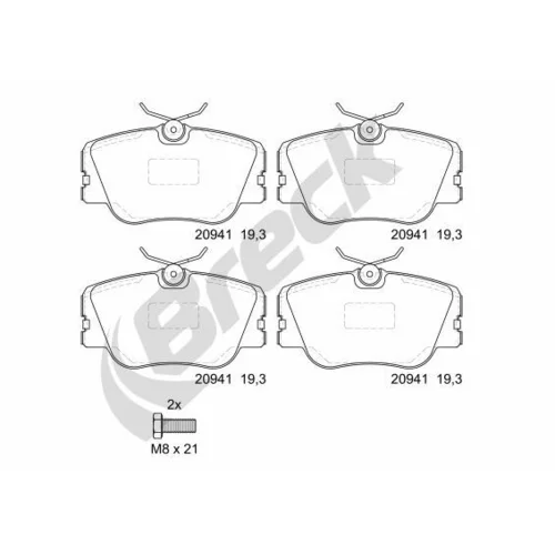 Sada brzdových platničiek kotúčovej brzdy BRECK 20941 00 701 00