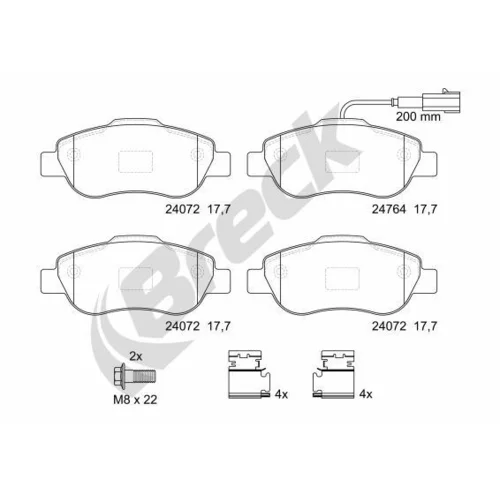 Sada brzdových platničiek kotúčovej brzdy BRECK 24072 00 702 10