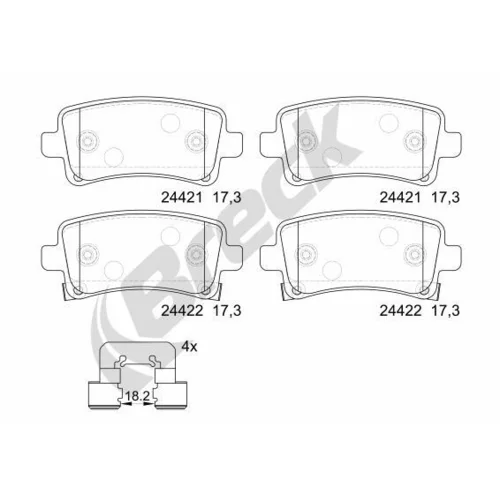 Sada brzdových platničiek kotúčovej brzdy BRECK 24421 00 704 10