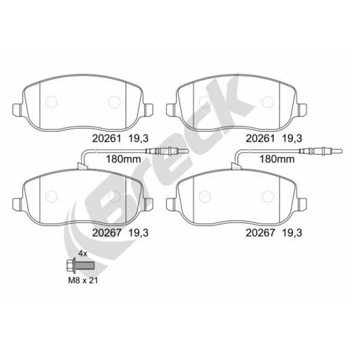 Sada brzdových platničiek kotúčovej brzdy BRECK 20261 00 701 00