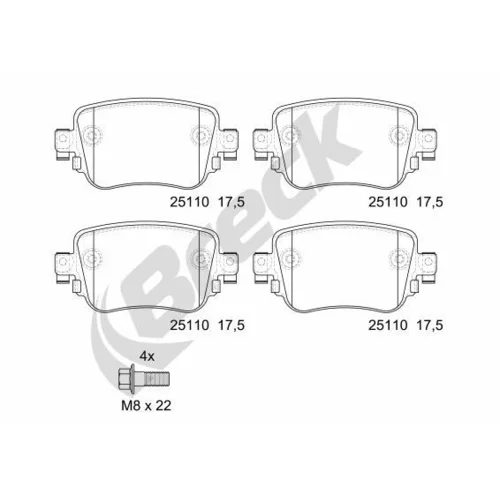 Sada brzdových platničiek kotúčovej brzdy BRECK 25110 00 704 10