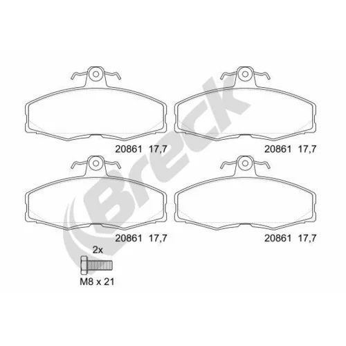 Sada brzdových platničiek kotúčovej brzdy BRECK 20861 00 702 00