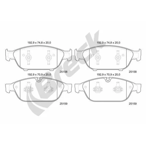 Sada brzdových platničiek kotúčovej brzdy BRECK 25158 00 551 00