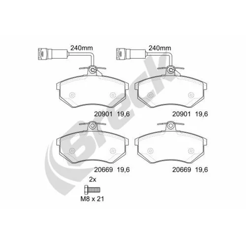 Sada brzdových platničiek kotúčovej brzdy BRECK 20669 10 701 10