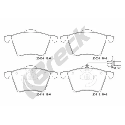 Sada brzdových platničiek kotúčovej brzdy BRECK 23418 00 703 10