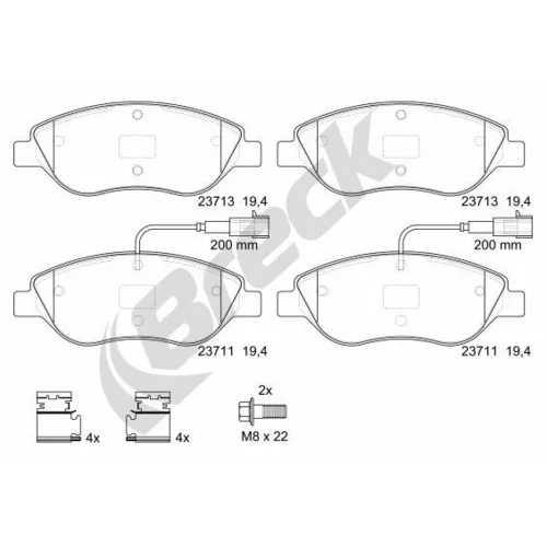 Sada brzdových platničiek kotúčovej brzdy BRECK 23711 00 701 00