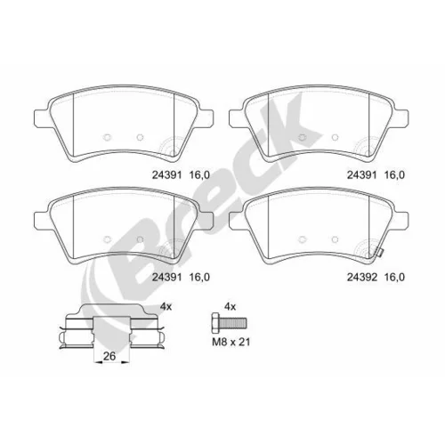 Sada brzdových platničiek kotúčovej brzdy BRECK 24391 00 701 00