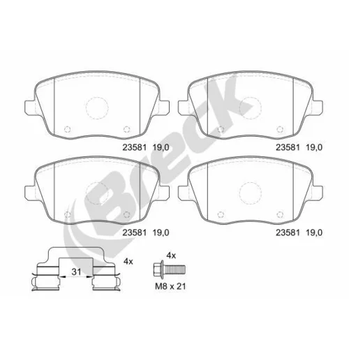 Sada brzdových platničiek kotúčovej brzdy BRECK 23581 00 702 00