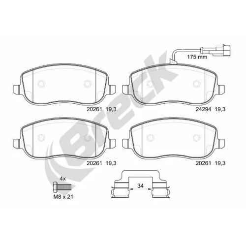 Sada brzdových platničiek kotúčovej brzdy BRECK 24294 00 701 00