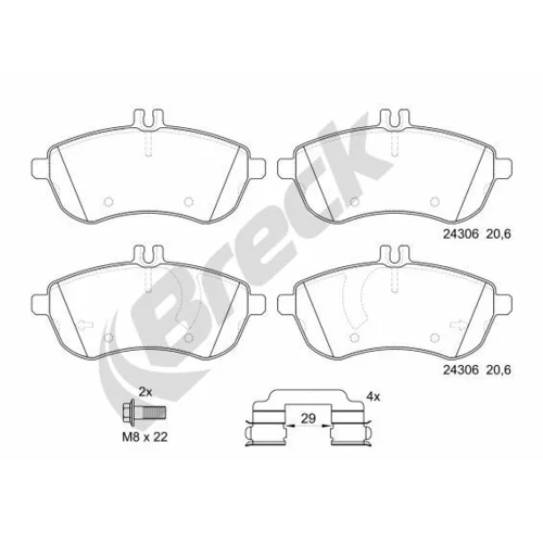 Sada brzdových platničiek kotúčovej brzdy BRECK 24306 00 701 10