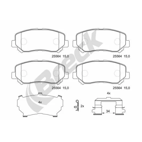 Sada brzdových platničiek kotúčovej brzdy BRECK 25564 00 701 10