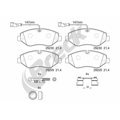 Sada brzdových platničiek kotúčovej brzdy BRECK 29229 00 703 10