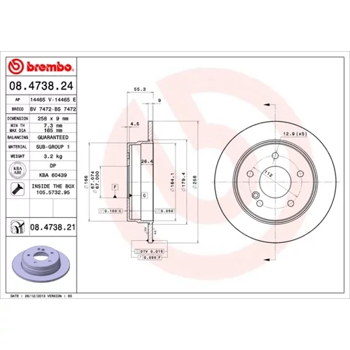 Brzdový kotúč BREMBO 08.4738.21