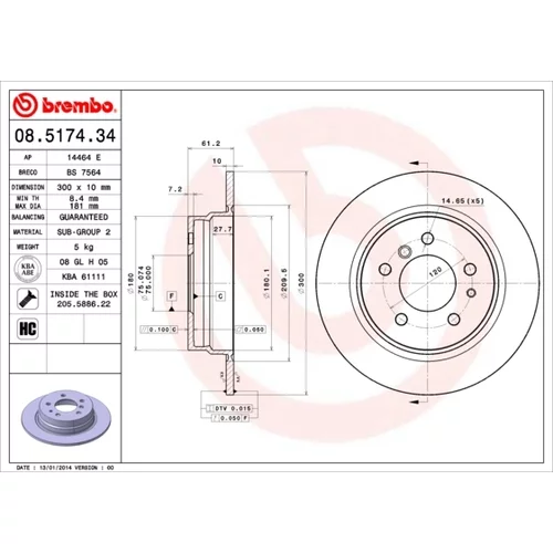 Brzdový kotúč BREMBO 08.5174.34