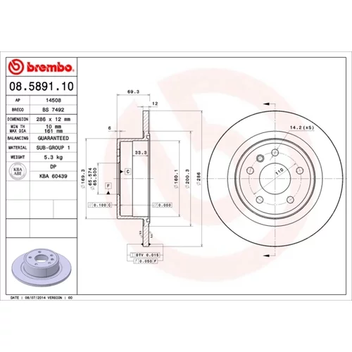 Brzdový kotúč BREMBO 08.5891.10