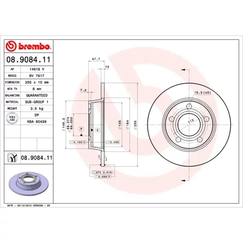 Brzdový kotúč BREMBO 08.9084.11