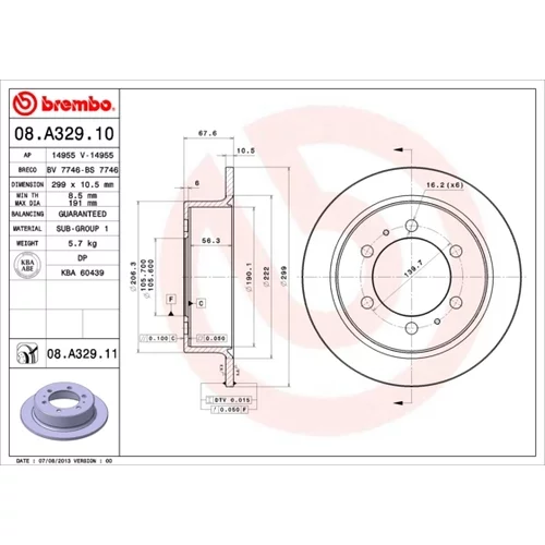 Brzdový kotúč BREMBO 08.A329.11