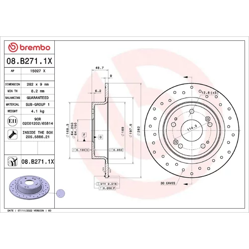 Brzdový kotúč BREMBO 08.B271.1X