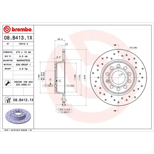 Brzdový kotúč BREMBO 08.B413.1X