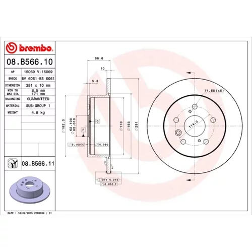 Brzdový kotúč BREMBO 08.B566.11