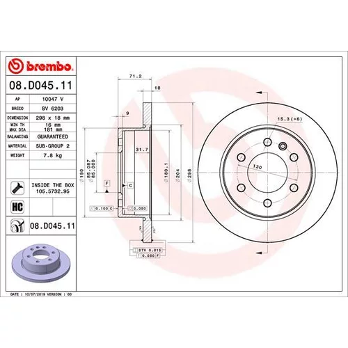 Brzdový kotúč BREMBO 08.D045.11