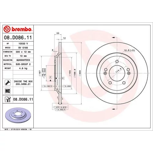 Brzdový kotúč BREMBO 08.D086.11