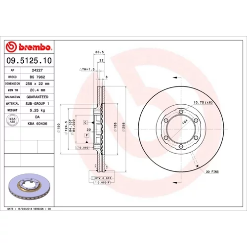 Brzdový kotúč BREMBO 09.5125.10