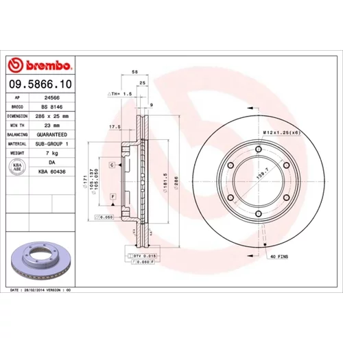 Brzdový kotúč BREMBO 09.5866.10