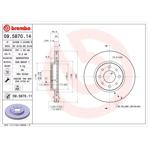 Brzdový kotúč BREMBO 09.5870.11