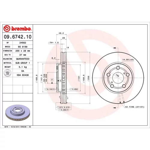 Brzdový kotúč BREMBO 09.6742.10