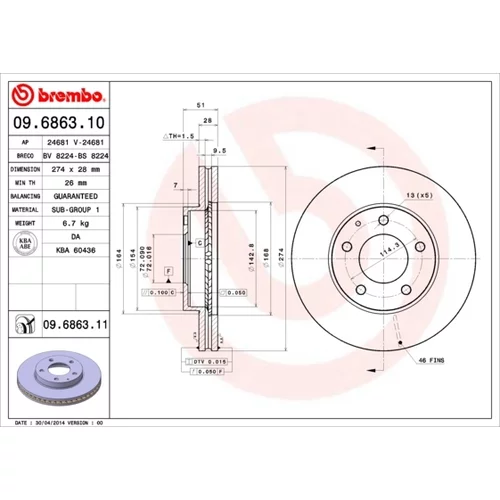 Brzdový kotúč BREMBO 09.6863.11