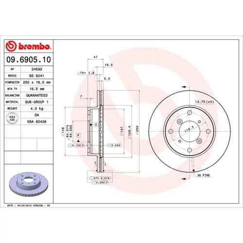 Brzdový kotúč BREMBO 09.6905.10