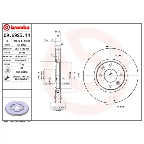 Brzdový kotúč BREMBO 09.6925.14