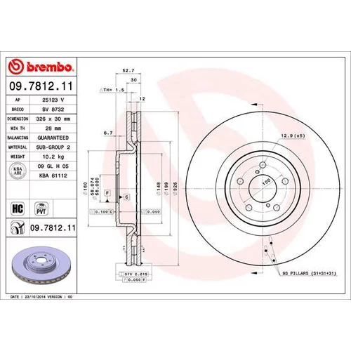 Brzdový kotúč BREMBO 09.7812.11