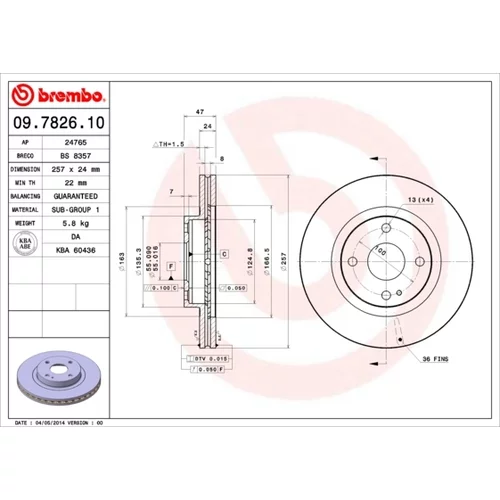 Brzdový kotúč BREMBO 09.7826.10