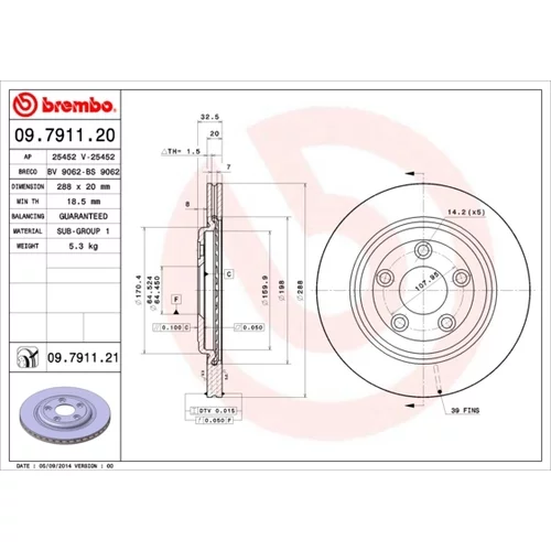 Brzdový kotúč BREMBO 09.7911.20