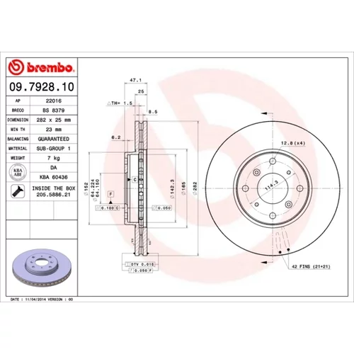 Brzdový kotúč BREMBO 09.7928.10