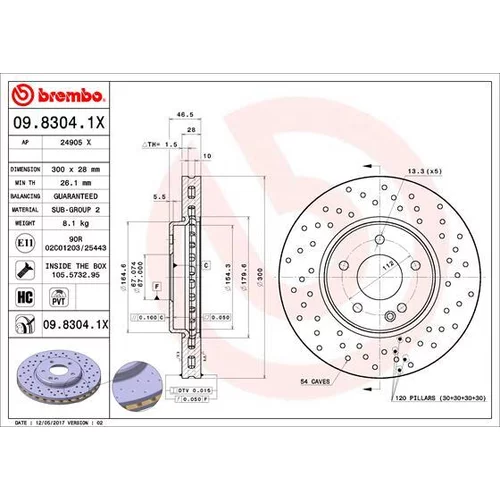 Brzdový kotúč BREMBO 09.8304.1X