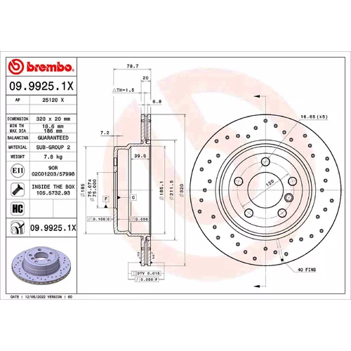 Brzdový kotúč BREMBO 09.9925.1X