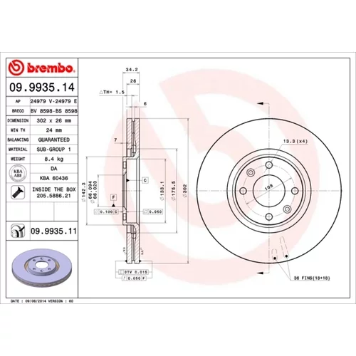 Brzdový kotúč BREMBO 09.9935.11