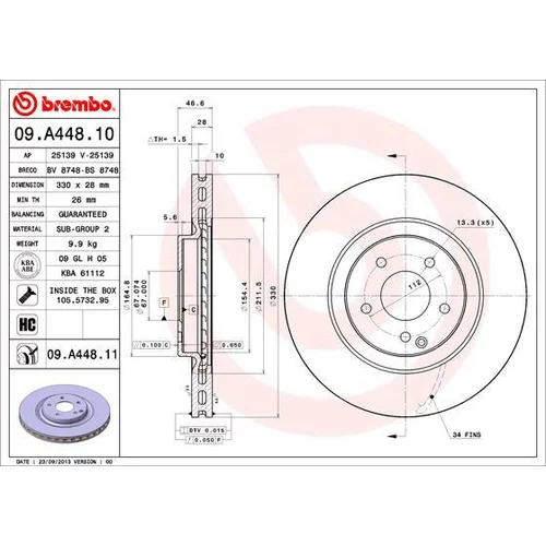 Brzdový kotúč BREMBO 09.A448.11