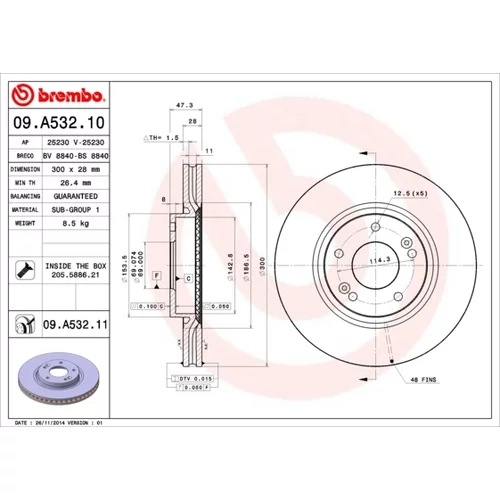 Brzdový kotúč BREMBO 09.A532.11