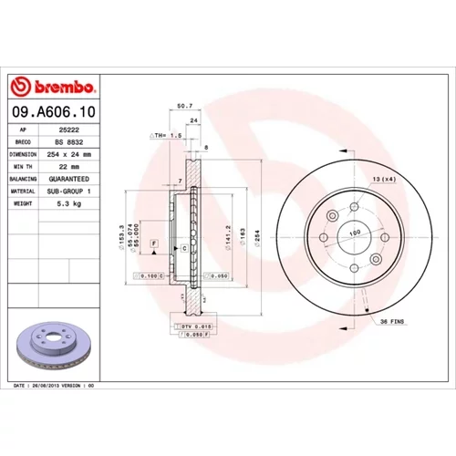 Brzdový kotúč BREMBO 09.A606.10