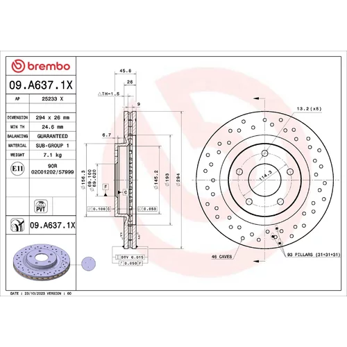 Brzdový kotúč BREMBO 09.A637.1X