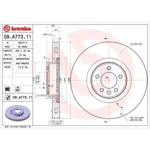 Brzdový kotúč BREMBO 09.A773.11