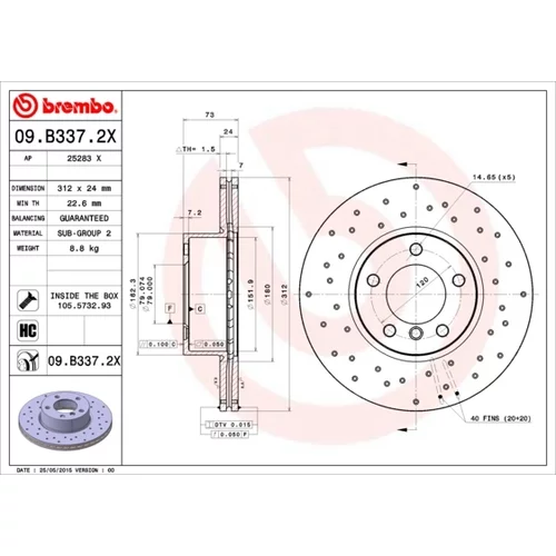 Brzdový kotúč 09.B337.2X /BREMBO/