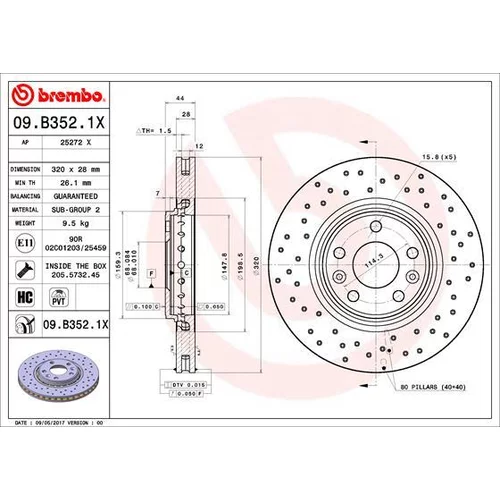 Brzdový kotúč BREMBO 09.B352.1X